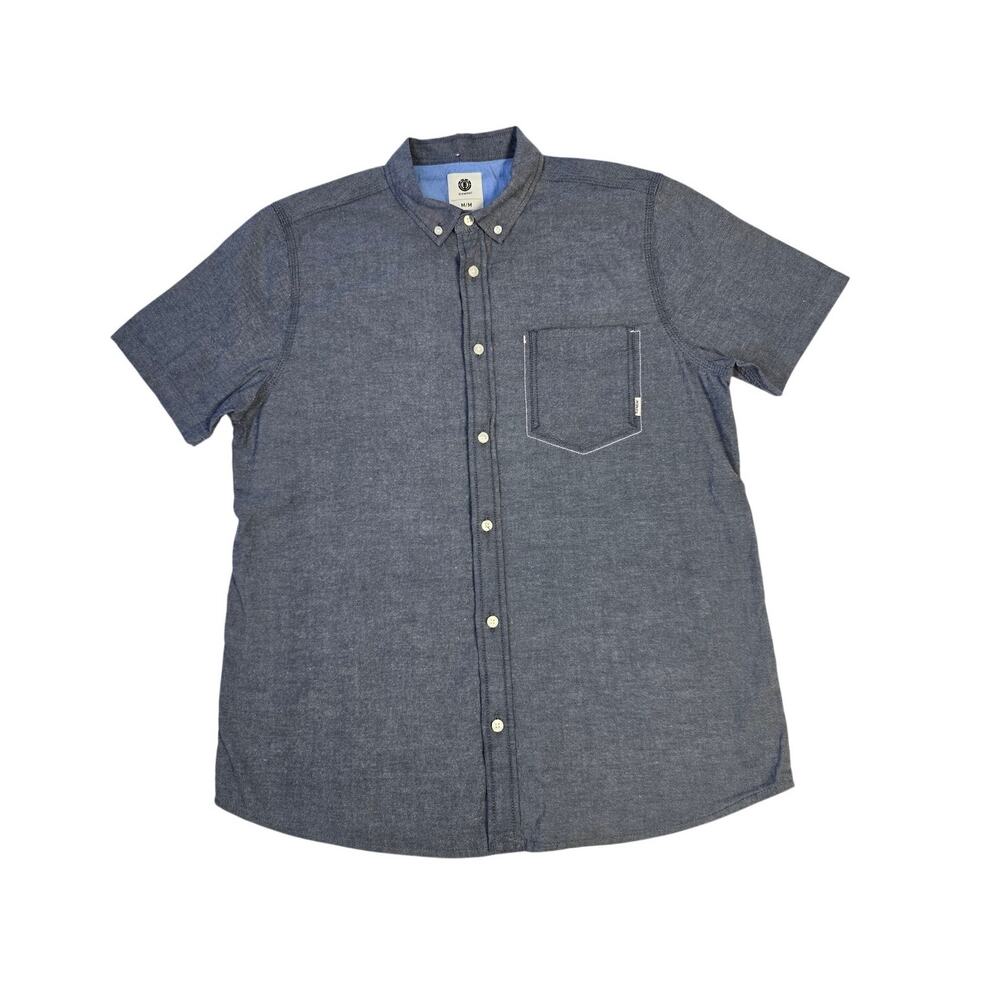 Element Men’s Chambray Short Sleeve Button Down Shirt Blue Size M